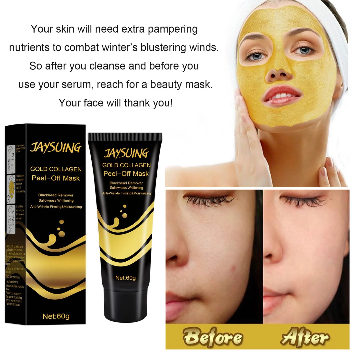 60g Gold Tearing Facial Mask Cream Remove Blackheads Acne