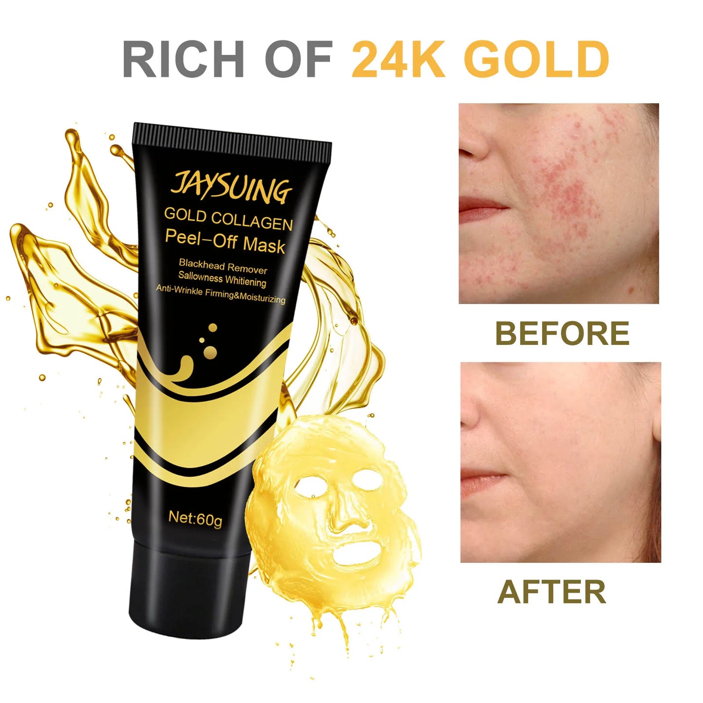 60g Gold Tearing Facial Mask Cream Remove Blackheads Acne